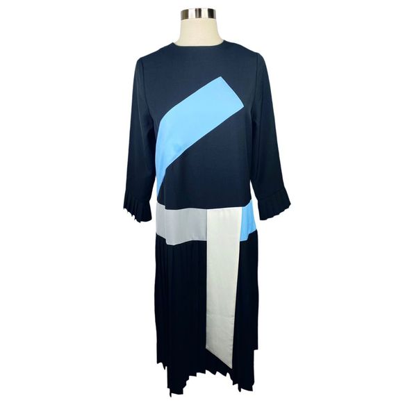 PR Petite Ruelle Pleated ColorBlock Dress - Size Medium - Picture 1 of 5
